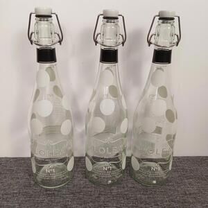 Set Of 3 Lolea No1 Swing Top Glass Bottles White Polka Dot 12.5" Decor